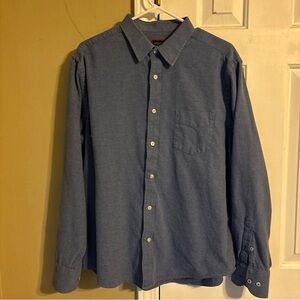 UNTUCKit Sherwood Blue Casual Button Down Shirt Relaxed Fit no iron